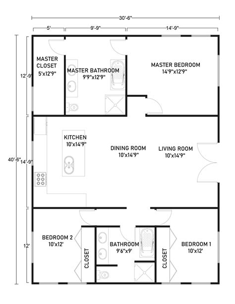 metal 2 bedroom floor plans